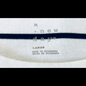 a new day Tops - A New Day-striped White crewneck Long sleeve sz lg a new day Tops - A New Day-striped White crewneck Long sleeve sz lg